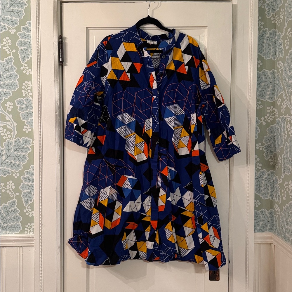 Zuri trivial pursuit Geometric Long Sleeve Dress 1X